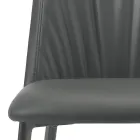 Chaise de cuisine en simili cuir et acier fabriquée en Italie 4 pièces - Alexia Viadurini