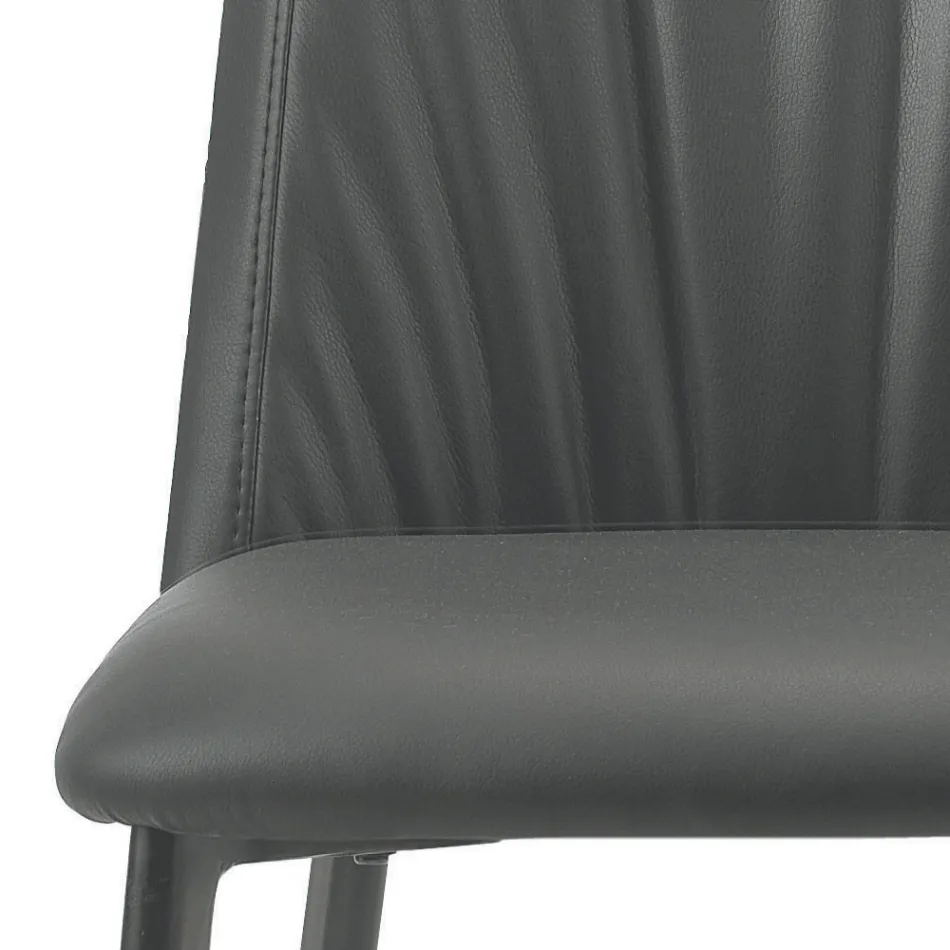 Chaise de cuisine en simili cuir et acier fabriquée en Italie 4 pièces - Alexia Viadurini