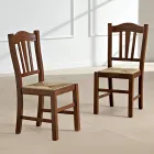 Chaise de Cuisine en Bois de Hêtre et Paille Design Classique Italien - Hegel Viadurini