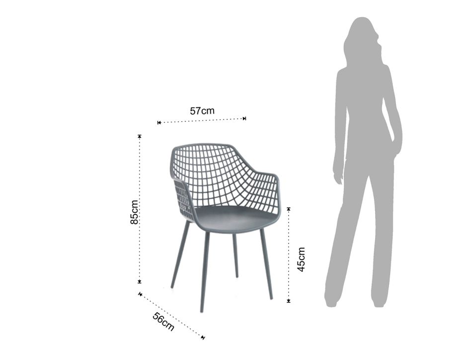 Chaise de cuisine en polypropylène mat avec pieds en acier 4 pièces - Beyonce Viadurini