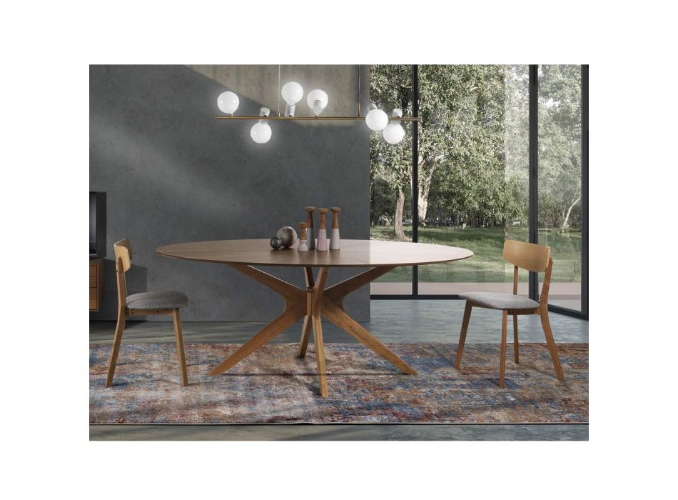 Chaise de cuisine en tissu avec structure en bois massif 2 pièces - Tonino Viadurini