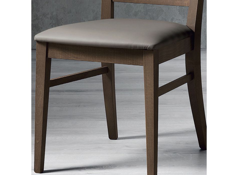 Chaise de cuisine en bois de hêtre massif et écocuir Design italien - Rosita Viadurini
