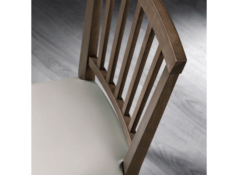 Chaise de cuisine en bois de hêtre massif et écocuir Design italien - Rosita Viadurini