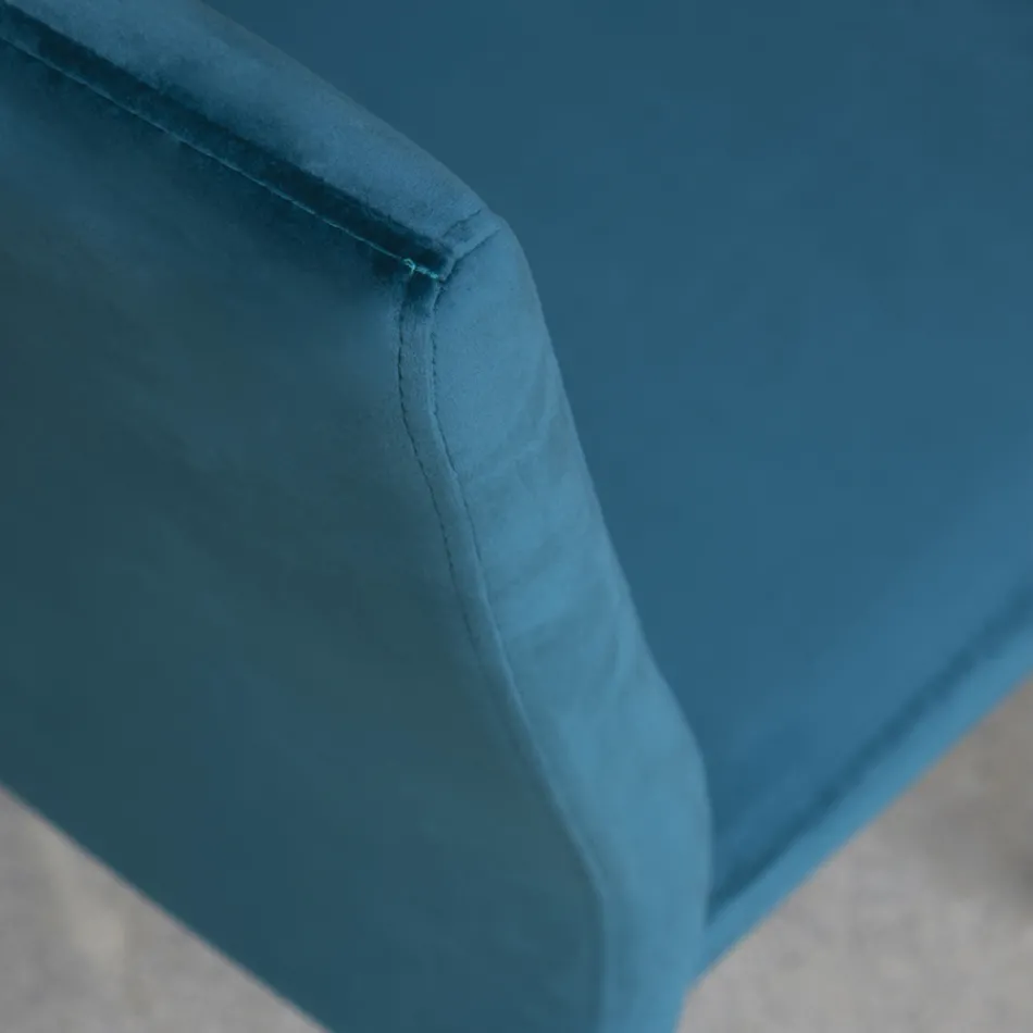 Chaise de cuisine avec pieds en métal et assise en velours, 4 pièces - Darvina Viadurini