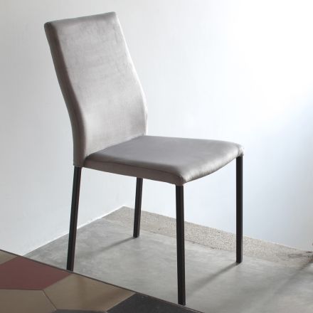 Chaise de cuisine avec pieds en métal et siège en velours, 4 pièces - Darvina Viadurini