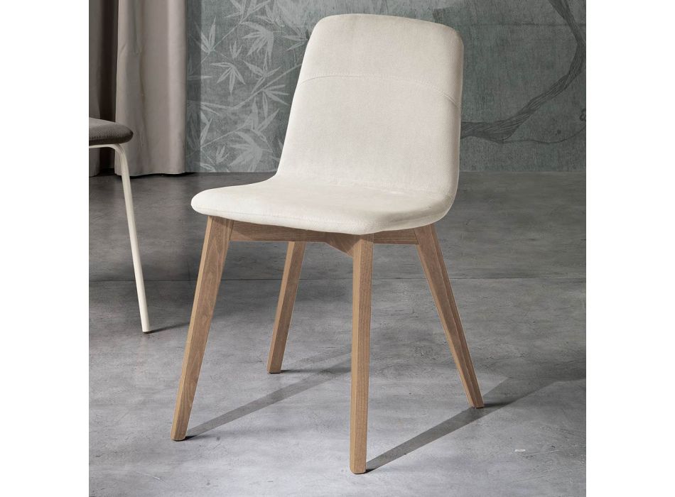 Chaise de cuisine design en bois et tissu fabriqué en Italie, Egizia Viadurini