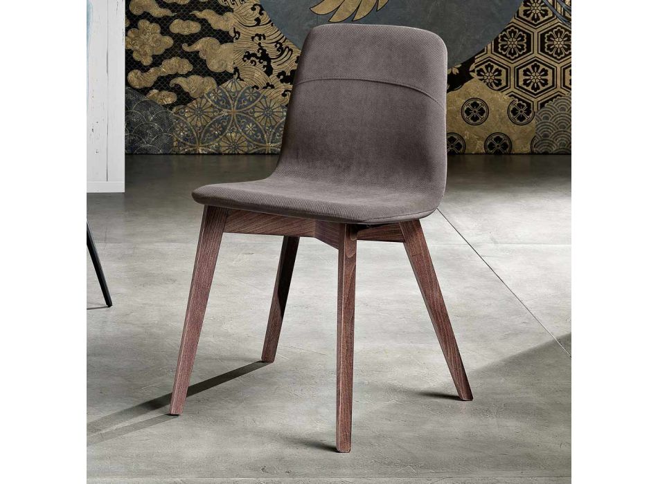 Chaise de cuisine design en bois et tissu fabriqué en Italie, Egizia Viadurini