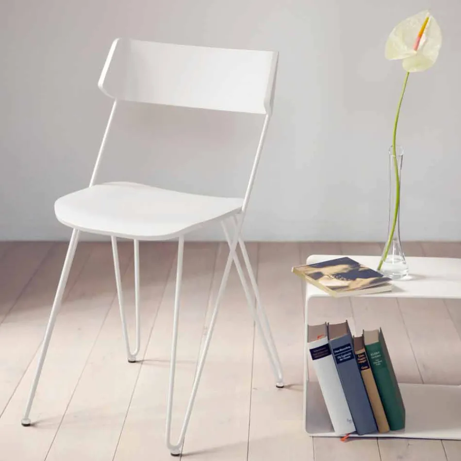 Chaise de cuisine artisanale en bois et acier précieux Made in Italy - Granada Viadurini