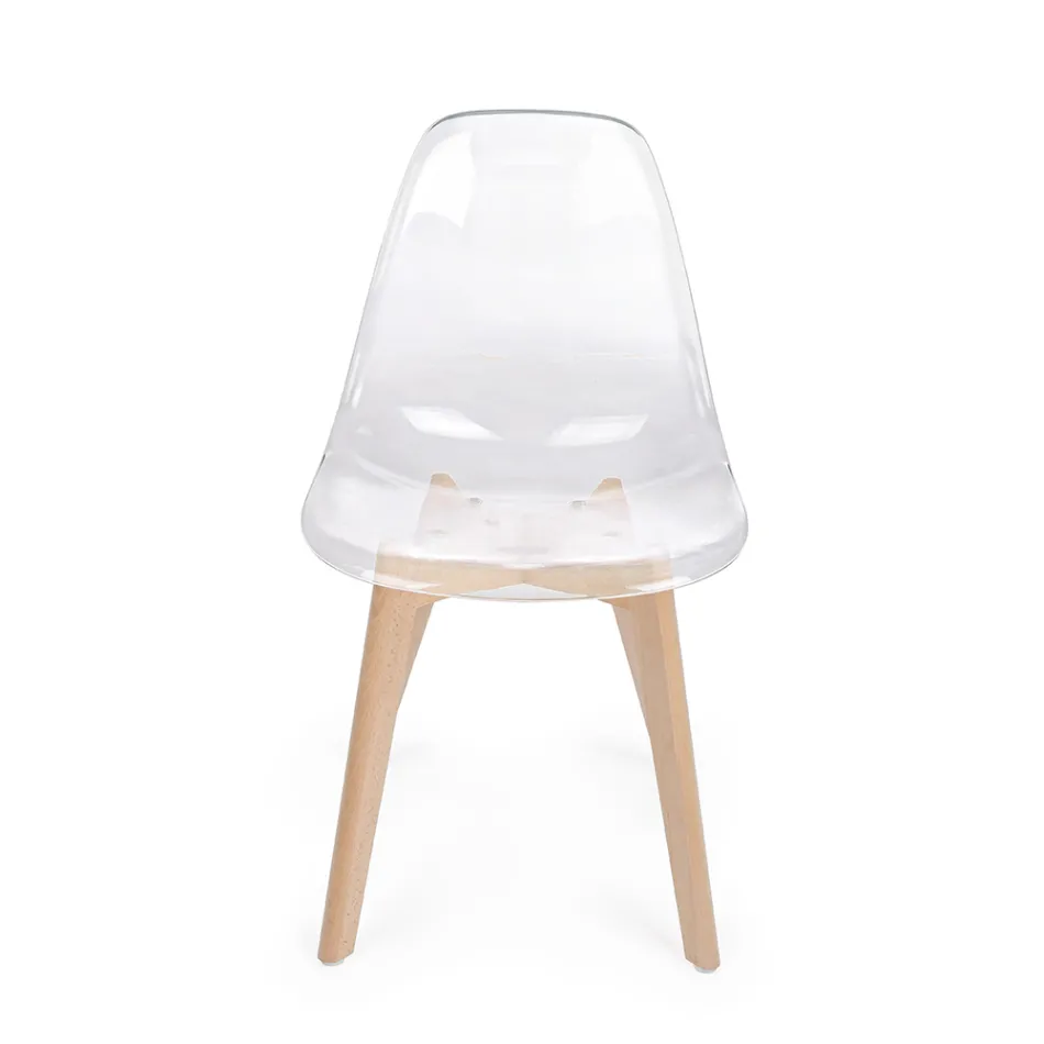 Chaise de Cuisine en Bois de Hêtre et Polycarbonate Design 4 Pièces - Pisy Viadurini
