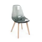Chaise de Cuisine en Bois de Hêtre et Polycarbonate Design 4 Pièces - Pisy Viadurini