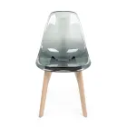 Chaise de Cuisine en Bois de Hêtre et Polycarbonate Design 4 Pièces - Pisy Viadurini
