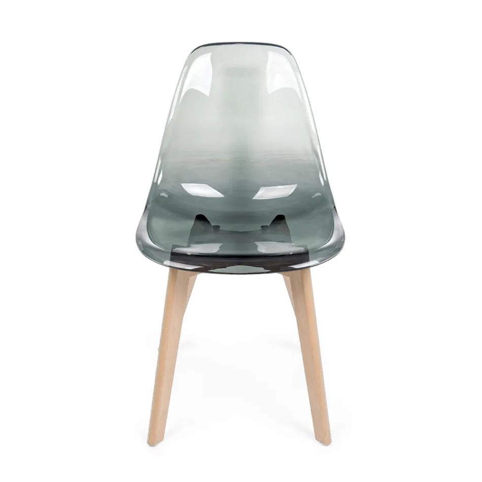 Chaise de Cuisine en Bois de Hêtre et Polycarbonate Design 4 Pièces - Pisy Viadurini