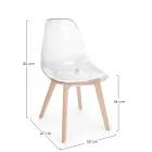 Chaise de Cuisine en Bois de Hêtre et Polycarbonate Design 4 Pièces - Pisy Viadurini