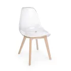 Chaise de Cuisine en Bois de Hêtre et Polycarbonate Design 4 Pièces - Pisy Viadurini