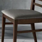 Chaise de Cuisine en Bois et Assise en Tissu Design Italien - Jeanine Viadurini