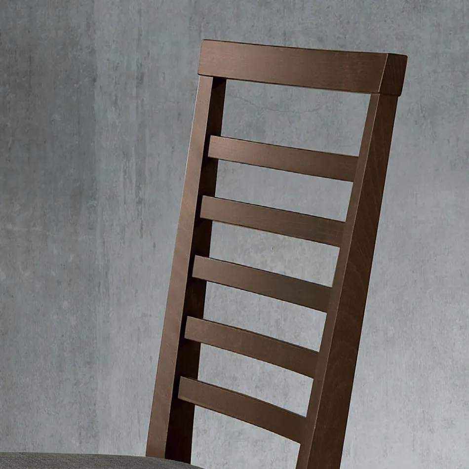 Chaise de Cuisine en Bois et Assise en Tissu Design Italien - Jeanine Viadurini