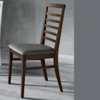 Chaise de Cuisine en Bois et Assise en Tissu Design Italien - Jeanine Viadurini