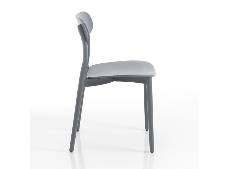 Chaise de cuisine en polypropylène blanc ou gris mat 4 pièces - Milan Viadurini