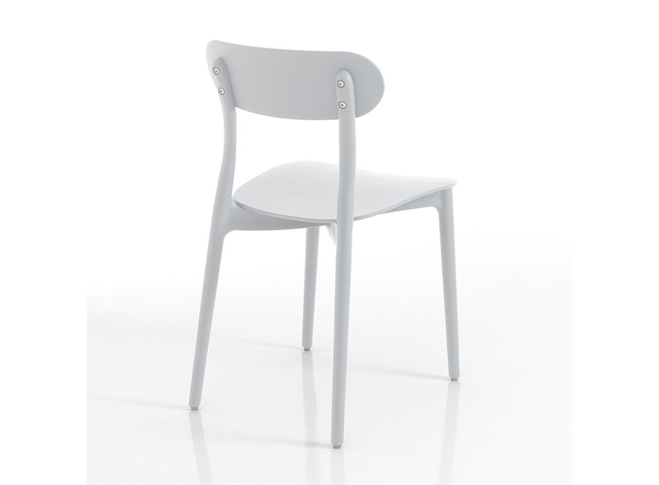 Chaise de cuisine en polypropylène blanc ou gris mat 4 pièces - Milan Viadurini