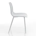 Chaise de Cuisine en Polypropylène Blanc Mat et Acier 4 Pièces - Beyonce Viadurini