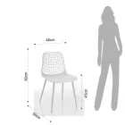 Chaise de Cuisine en Polypropylène Blanc Mat et Acier 4 Pièces - Beyonce Viadurini