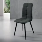 Chaise de cuisine en tissu avec base en métal noir 4 pièces - Menegildo Viadurini