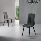 Chaise de cuisine en tissu avec base en métal noir 4 pièces - Menegildo Viadurini