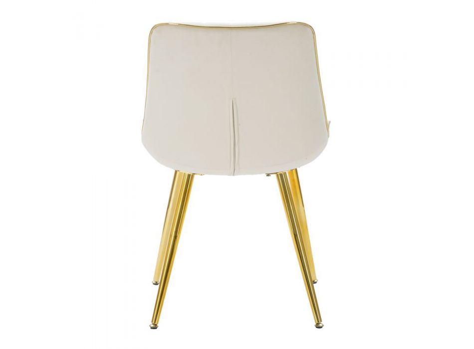 Chaise de cuisine en tissu avec pieds en métal doré, 2 pièces - Ezia Viadurini