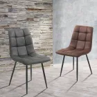 Chaise de Cuisine en Tissu avec Pieds en Métal Noir 4 Pièces - Bleu Clair Viadurini