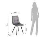 Chaise de Cuisine en Tissu avec Pieds en Métal Noir 4 Pièces - Bleu Clair Viadurini