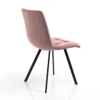 Chaise de Cuisine en Tissu avec Pieds en Métal Noir 4 Pièces - Bleu Clair Viadurini