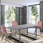 Chaise de Cuisine en Tissu avec Pieds en Métal Noir 4 Pièces - Bleu Clair Viadurini