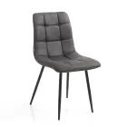 Chaise de Cuisine en Tissu avec Pieds en Métal Noir 4 Pièces - Bleu Clair Viadurini