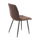 Chaise de Cuisine en Tissu avec Pieds en Métal Noir 4 Pièces - Bleu Clair Viadurini