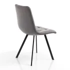 Chaise de Cuisine en Tissu avec Pieds en Métal Noir 4 Pièces - Bleu Clair Viadurini