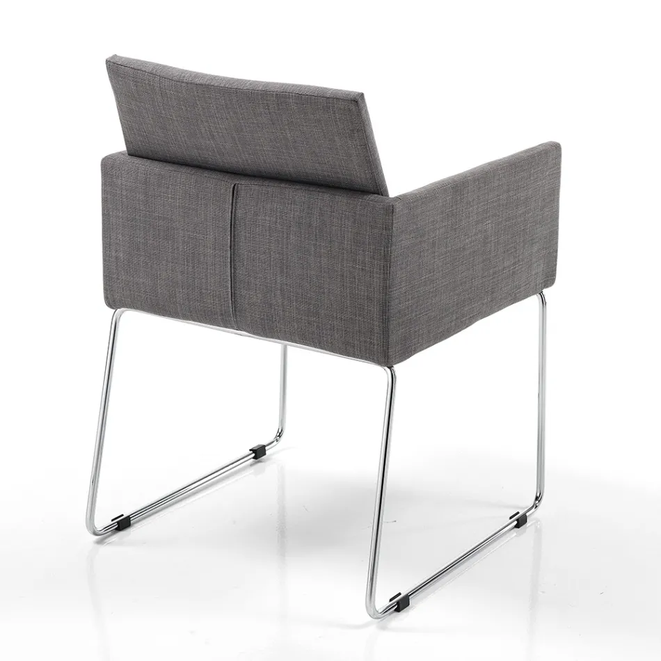 Chaise de Cuisine en Tissu Gris avec Base en Métal 2 Pièces - Shutter Viadurini