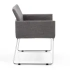 Chaise de Cuisine en Tissu Gris avec Base en Métal 2 Pièces - Shutter Viadurini