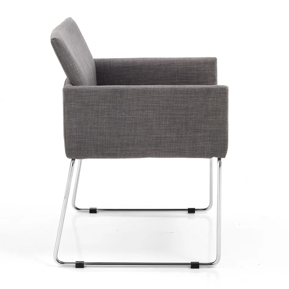 Chaise de Cuisine en Tissu Gris avec Base en Métal 2 Pièces - Shutter Viadurini