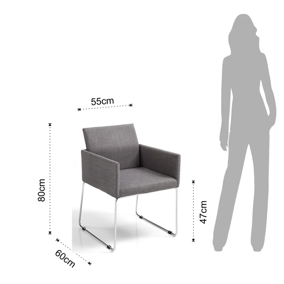 Chaise de Cuisine en Tissu Gris avec Base en Métal 2 Pièces - Shutter Viadurini