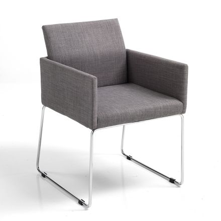 Chaise de Cuisine en Tissu Gris avec Base en Métal 2 Pièces - Shutter Viadurini