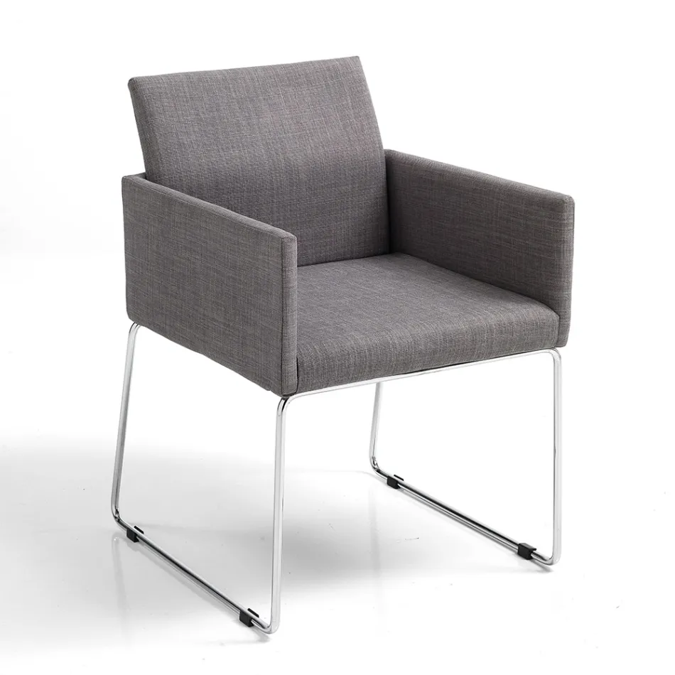 Chaise de Cuisine en Tissu Gris avec Base en Métal 2 Pièces - Shutter Viadurini