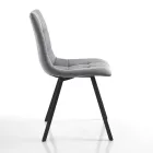 Chaise de Cuisine en Tissu Gris et Acier Noir Mat 4 Pièces - Ventura Viadurini