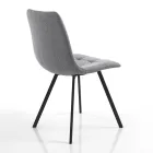 Chaise de Cuisine en Tissu Gris et Acier Noir Mat 4 Pièces - Ventura Viadurini