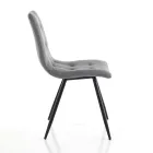 Chaise de Cuisine en Tissu Gris et Métal Noir Mat 2 Pièces - Scirocco Viadurini