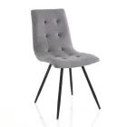 Chaise de Cuisine en Tissu Gris et Métal Noir Mat 2 Pièces - Scirocco Viadurini