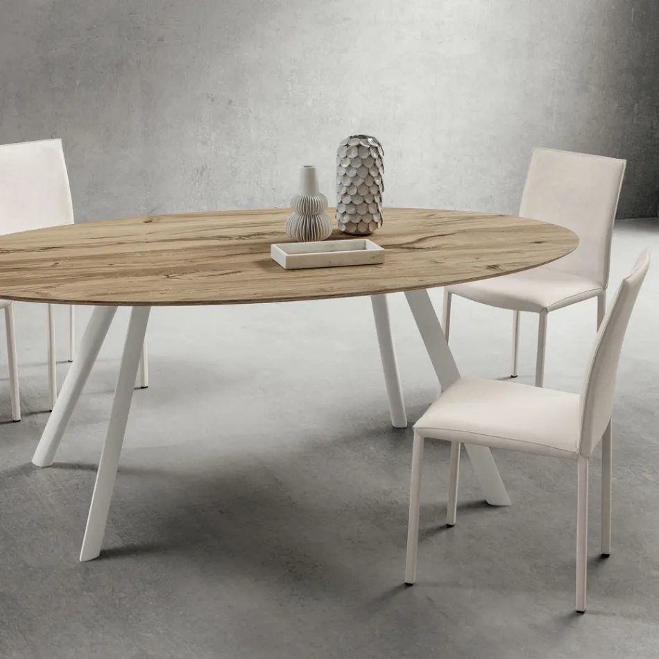 Chaise de cuisine entièrement rembourrée en éco-cuir fabriquée en Italie, 2 pièces - Maria Viadurini