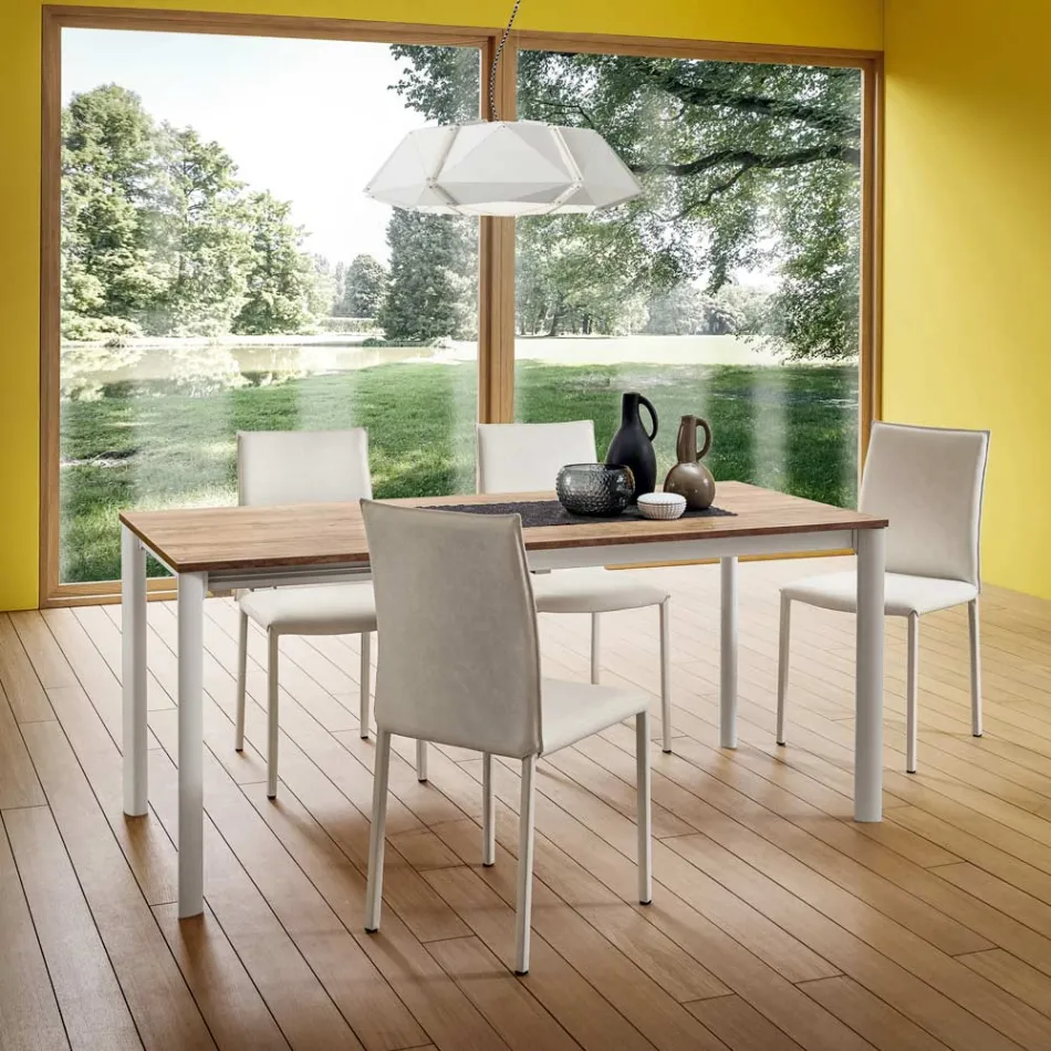 Chaise de cuisine entièrement rembourrée en éco-cuir fabriquée en Italie, 2 pièces - Maria Viadurini