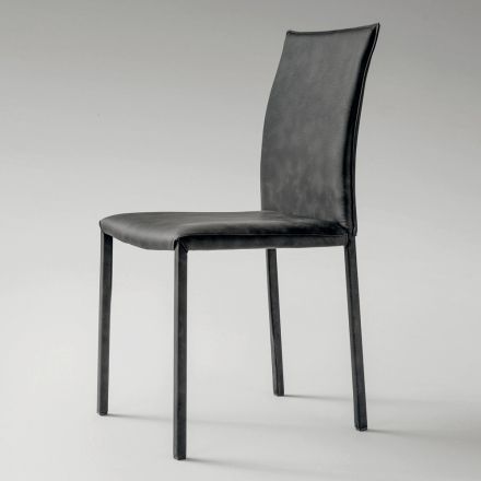 Chaise de cuisine entièrement rembourrée en éco-cuir fabriquée en Italie, 2 pièces - Maria Viadurini