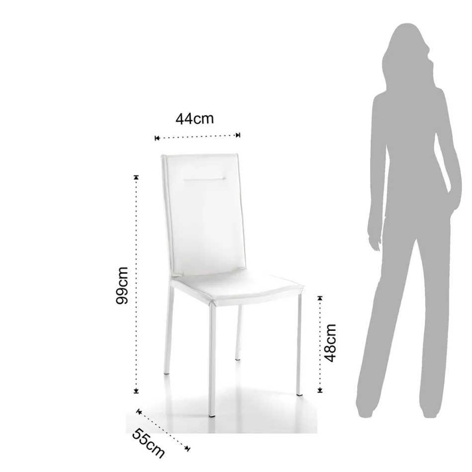 Chaise de cuisine entièrement rembourrée en cuir synthétique 2 pièces - Atenea Viadurini