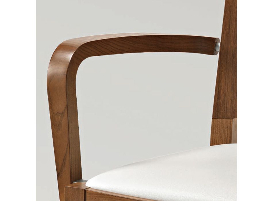 Chaise de cuisine en bois de hêtre assise en éco-cuir avec accoudoirs - Florent Viadurini